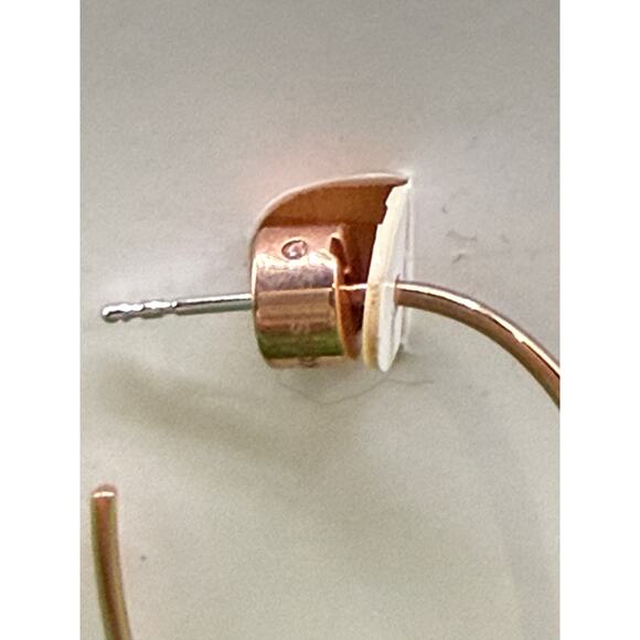 Michael Kors Rose Gold-Tone Stainless Hoop Earrings wCubic Zirconia - Picture 4 of 7